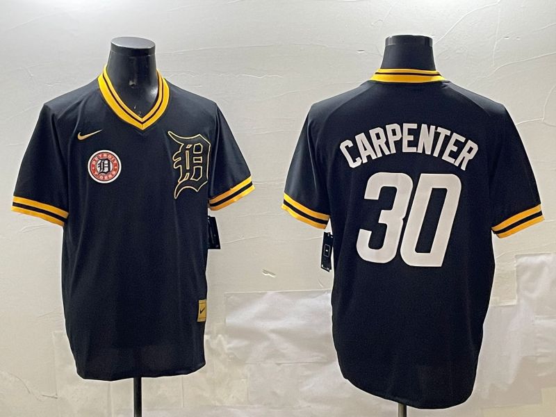 Men Detroit Tigers #30 Carpenter Black Gold Game 2025 Nike MLB Jersey style 6